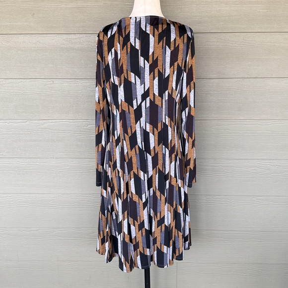 Rabbit Rabbit Rabbit Long Sleeve Geometric Print Swing Dress - Picture 5 of 11
